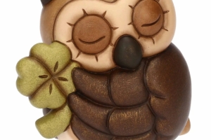 Thun,gufo Lucky con quadrifoglio